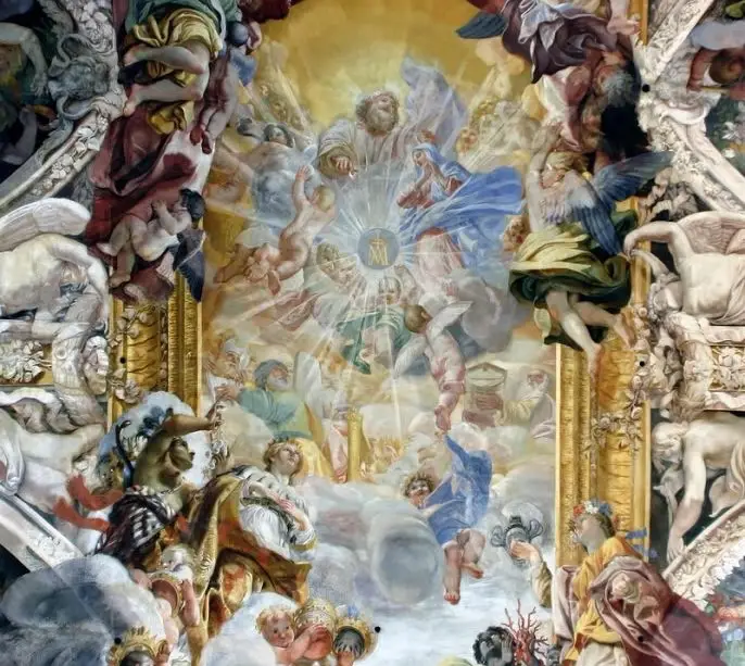 Particolare della decorazione pittorica della volta